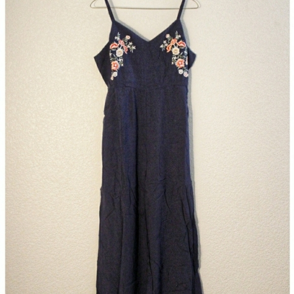 Navy Perfect Places Embroidered Culotte Jumpsuit - Picture 3 of 6